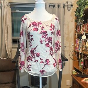 White House Black Market Pink Floral Blouse